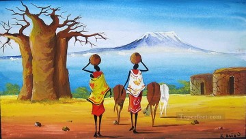 アフリカ人 Painting - アフリカからのキリマンジャロ近くのマニャッタ